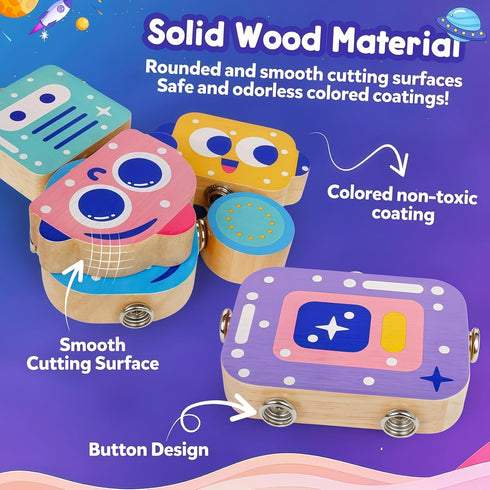 3-5,Montessori Robot Toys for Kids Wooden Learning Toy with Take Apart Features Robots,STEM Educational Play Fine Motor