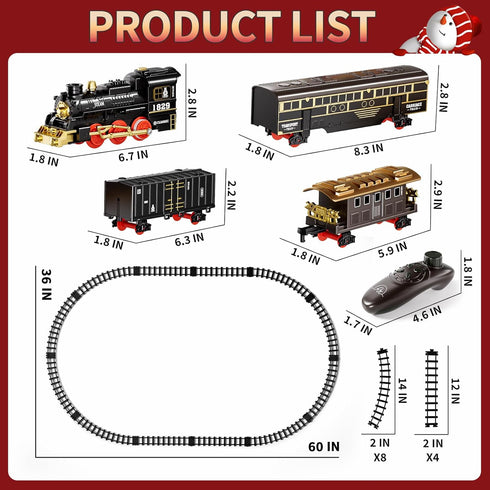 Novaluki Set 4-8, 3 4 5 6 7 8 Remote Control Train Toys with Smoke, Light and Sound, Christmas Electric Train for Kids