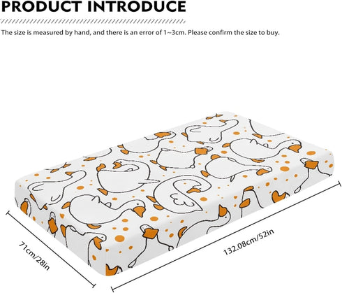 Winpema 28"x52" Cartoon Goose Fitted Crib Sheet White Goose Baby Crib Sheet Fit Standard Crib and Toddler Mattress,Crib
