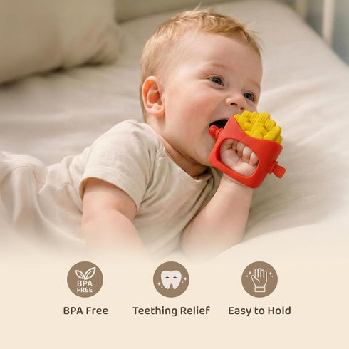 3-6 6-12 French Fries Baby Teething Toys - Teething Mitten, Baby Chew Toy, Teethers for Babies Months and Months