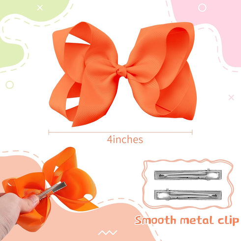 Oaoleer Hair Bows, 30 Colors 4 Inch Grosgrain Ribbon Bows with Alligator Clips for Girls and Kids