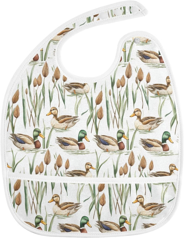 IHCVHQX Baby Feeding Bibs for Boys Girls Watercolor Mallard Ducks Toddler Infant Bandana