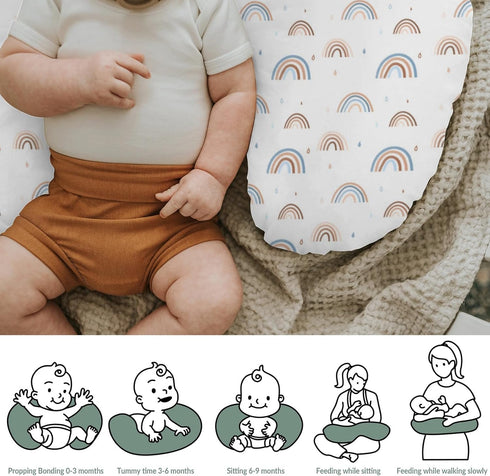 Boho Rainbows Baby Nursing Pillow Covers for Boy Girl Colorful Rainbow Drops Nursing Pillow Slipcovers