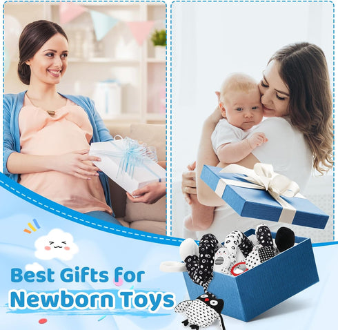 AJsupojouet 0-6 High Contrast Baby Toys - Black & White Hanging Toys for Car Seat, Stroller & Crib | Newborn Essentials