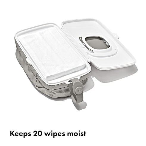 On-The-Go Wipes Dispenser with Diaper Pouch in Gray