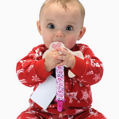 Cool Game Control Remote Teething Toy for Babies 0-6 6-12 Months, Silicone Chew Toy for Gamer Parents (Pink)