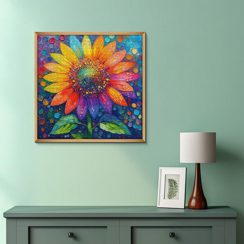 PICKFORU 1000 1000 Sunflower Puzzles for Adults Pieces, Impossible Rainbow Flower Jigsaw Puzzles, Colorful Gradient