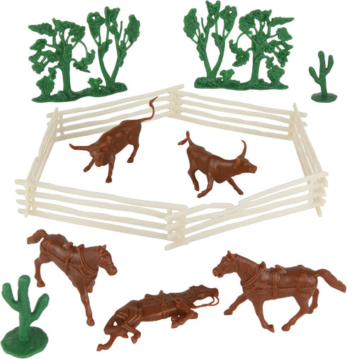 BMC CTS Rustic Western Ranch - 15pc Plastic Figure Playset, Diorama Accessories