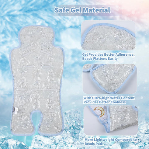 Gel Car Seat Cooler Pad, Universal Baby Stroller Ice Cushion, Cooling Seat Liner for Babies, Multifunctional Baby Chair