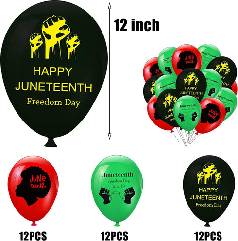 36PCS Happy Juneteenth Day Party Decorations, Latex Balloons - Freedom Day Patriotic Party Supplies Favors