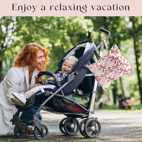 zcyxuuw Wet Bag, Wet Dry Bag, Swimsuit Bags, Beach Essentials, Red Bow Decor Waterproof Bags for Travel, Beach, Pool