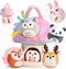 Interactive Plush Mushroom House Playset with 6 Stuffed Animal Toys Soft Sensory