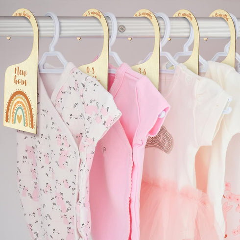 Set 7 Closet of Baby Dividers for Clothes Organizer from Newborn to Toddler Boho Baby Clothes Size Hanger Organizer