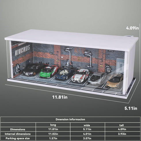 1:64 Car Model Display Case with Lights - Hot Wheels, Matchbox Cars, Diecast Alloy Storage Box