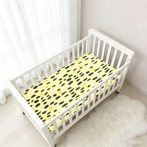 miaozhen 1 Pack 52x28 Cotton Baby Crib Sheets Soft Stretchy Ghothic Leopard Pastel Yellow Crib Mattress Sheet