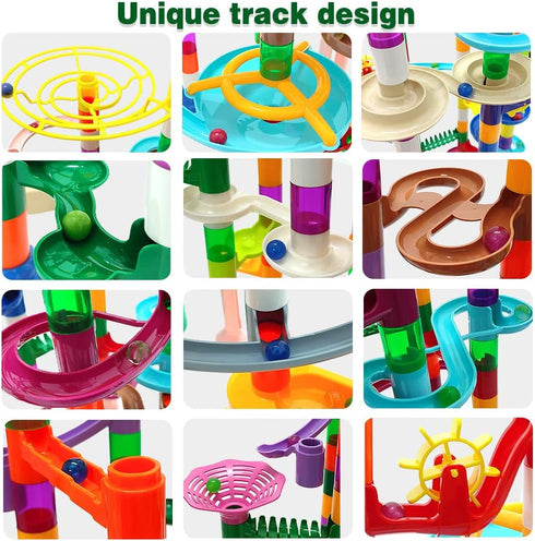 Marble Run Marble Maze Race Track with Glowing Marbles for Kids Ages 3-10, Fun Building Toys