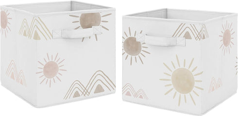 Sweet Jojo Designs Boho Desert Sun Foldable Fabric Storage Cube Bins Boxes