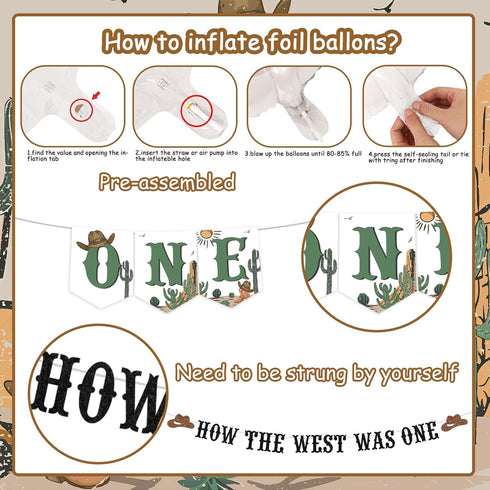 1 1st How The West Was One Year Old Party Decorations, Western First Birthday Decorations, Cow Print Green Brown