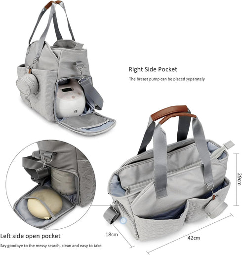 Focket Diaper Bag, Large Capacity Multiple Compartments for Diapers Bottles Wipes Durable Polyester Baby Bag Tote