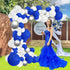 Blue White Silver Balloon Arch Garland Kit, 122pcs Royal Blue White Metallic Silver Balloons for Birthday Engagement