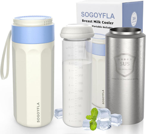 SOGOYFLA Portable Breast Milk Cooler Bottle - 11oz, 20+ Hours Cooling, Only 1.8