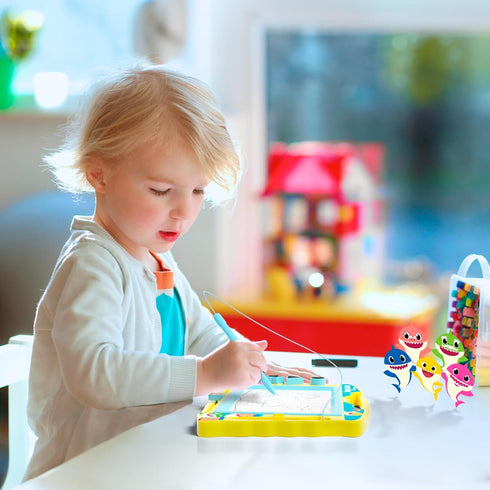 Lollipop Baby Shark Magnetic Drawing Board with Stylus & 3 Stamps for Boys or Girls (Blue)