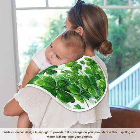 YETTASBIN St. Patrick's Day Clover Muslin Baby Burp Cloth, Super Soft Absorbent Cotton Burp Rag Baby Bibs Feeding Cloth