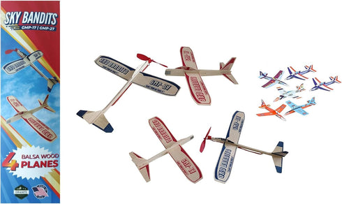 Wooden Airplane Kits Set | Balsa Wood and Styrofoam Airplane Toys | 2 Rubberband Powered Planes, 2 Glider Planes, 6