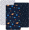 PHF 3 Pack Soft Mini Crib Sheets, Space Silky Pack N Play