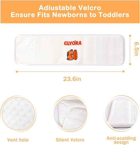 CLYORA Tummy 0m+ Heated Baby Belly Band for Colic & Gas Relief, Silent Velcro Infant Gripe Belt, Gentle Warmth