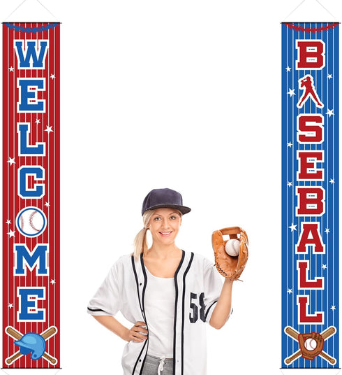 Baseball Party Decorations, Themed Birthday Porch Sign Welcome Banner for Kids, 71 x 12 Inches
