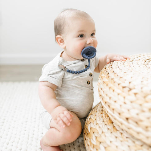 (3 Pack), Ryan & Rose Cutie PAT All-in-One Pacifier and Teether Massaging Teething Ring and Hideaway Binky for Growing