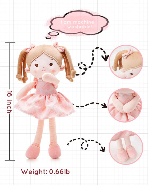 (16''), 1 LeyaDoll Soft Baby Doll Toys My First Baby Rag Doll for Year-Old Girl Birthday Gift, Christmas Plush Toys