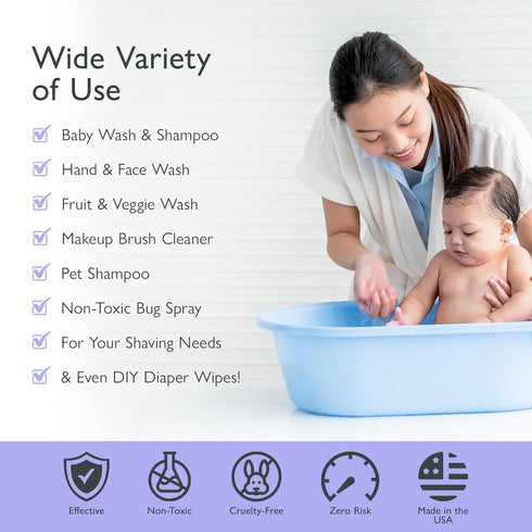 SoCal Suds & Company 2-in-1 Organic Foaming Shampoo & Body Wash, Gentle Baby Wash for Sensitive Skin, Lavender, 6oz