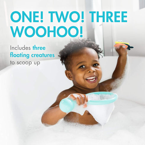 Boon Water Bugs Floating Bath Toys, Includes Net and Three Bug Bathtub Toys, Toddler Sensory Toys, Mint