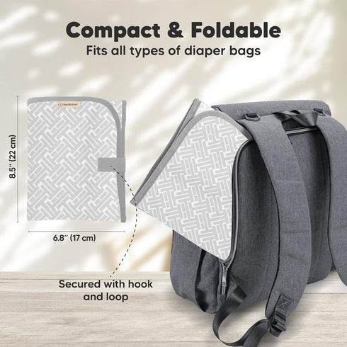 KeaBabies Portable Diaper Changing Pad and Baby Diaper Caddy Organizer - Waterproof Foldable Baby Changing Mat - Large