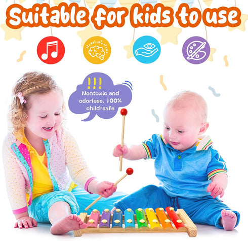 MCPINKY Xylophone for Kids, Educational Musical Toy with Child Safe Mallets for Toddlers 1-3