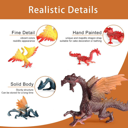 EOIVSH 12pcs Mini Dragon Toys Figures - Ancient Flying Dragon Figurines for Boys Girls, Mythical Action Figure Kid