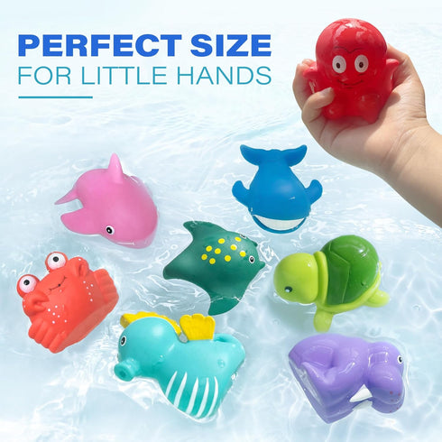 LotFancy Bath Toys for Kids Ages 1-3, Mold Free Ocean Sea Animal Bathtub Toys, 8PCS Soft Baby Bath Toys