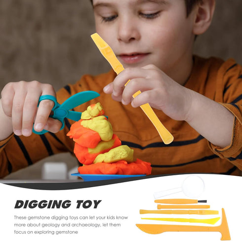 Totority Dino Eggs Dig Kit, 3 Sets Dinosaur Dig Tools Kit for Kids with Mini Hammer Chisel Brush