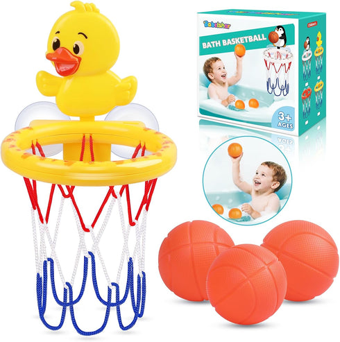 Babelshar Bath Toys, Bathtub Basketball Hoop for Toddler Kids, 3 Soft No Hole