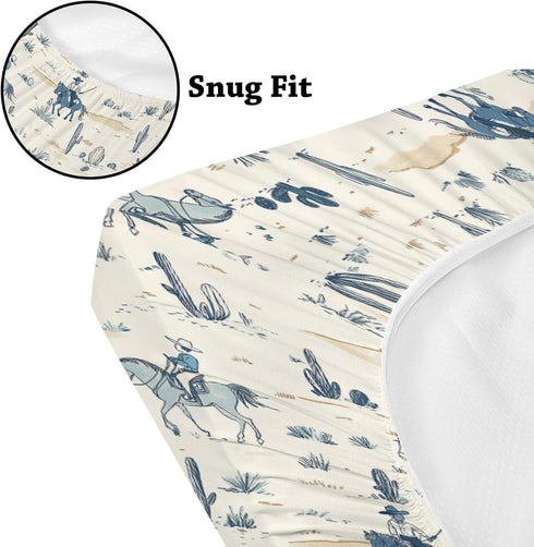 KuphiL10C Mattress-28x52 Watercolor Western Cactus Horses Mountains Pattern Baby Sheets for Crib, Unisex Western