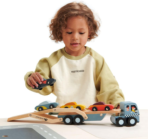 Tender Leaf Toys Car Transporter - Imaginative Play Gift for Children, Encourages Social Development