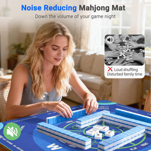 32.4" 32.4" Mahjong Mat for Table with Carrying Bag, x Non-Slip Neoprene Mahjong Mat with Rules, Noise-Reducing Gaming