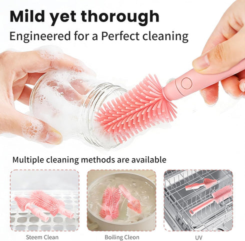 LEQXGO 7-in-1 Set Travel Baby Bottle Cleaner Kit, Baby Bottle Brush with Case for Breast Pump Parts, Bottle Washing Kit
