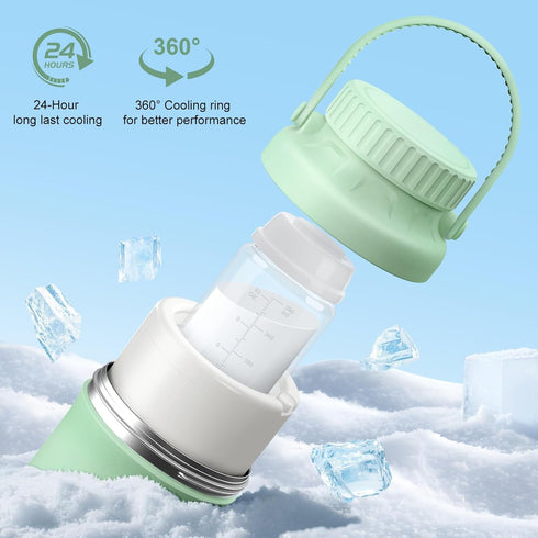 Sologromono 22oz 360 24 2pcs Portable Breastmilk Cooler Bottle, Stainless Steel Breast Milk Chiller, Total Cooling