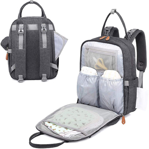 BabbleRoo Diaper Bag Backpack - Waterproof Multi-Function Baby Tote with Changing Pad