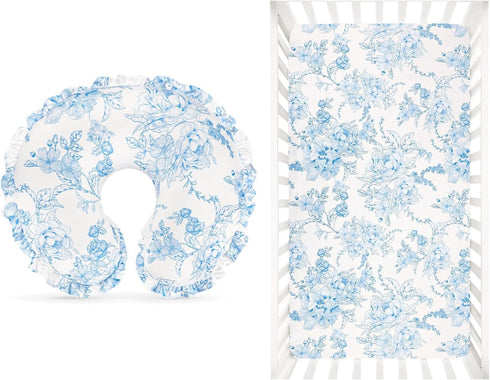 DILIMI Fitted Crib Sheets and Nursing Pillow Cover for Baby Boys and