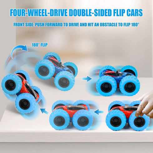 M SANMERSEN Flip Cars - 2 Pack 360° Rotating Stunt Car Toys for Boys Ages 3-6, Push and Go Monster Toy Trucks