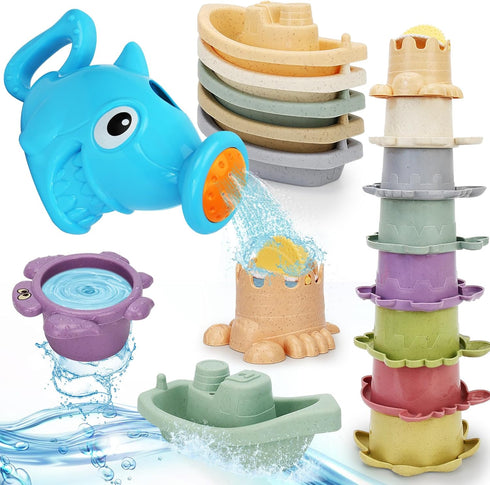 Baby Bath Toys for Toddlers 1-3, 14 Pcs Mold Free Bathtub Toys for Kids Age 2-4, Water Table Toys